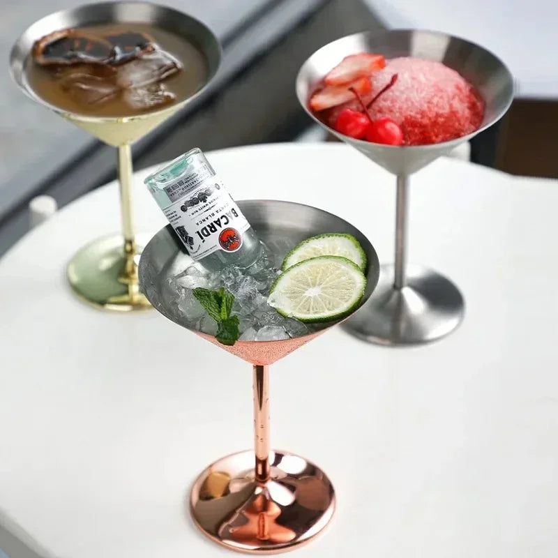  Enjoy stylish drinks with our Stainless Steel Martini Glass. Made from food-grade 304 stainless steel, it’s durable, easy to clean, and perfect for any occasion.