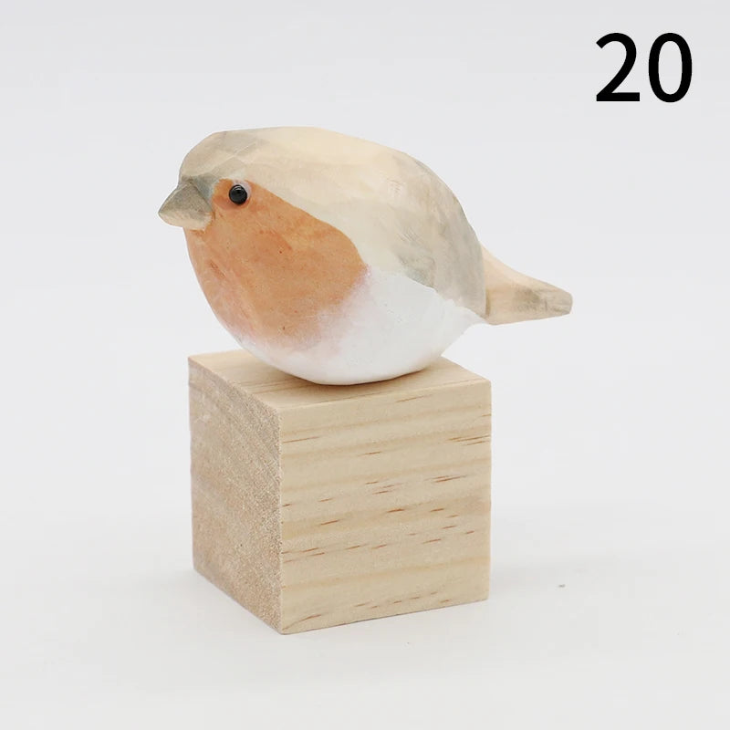 Hand-Carved Wooden Bird Figurine Ornament