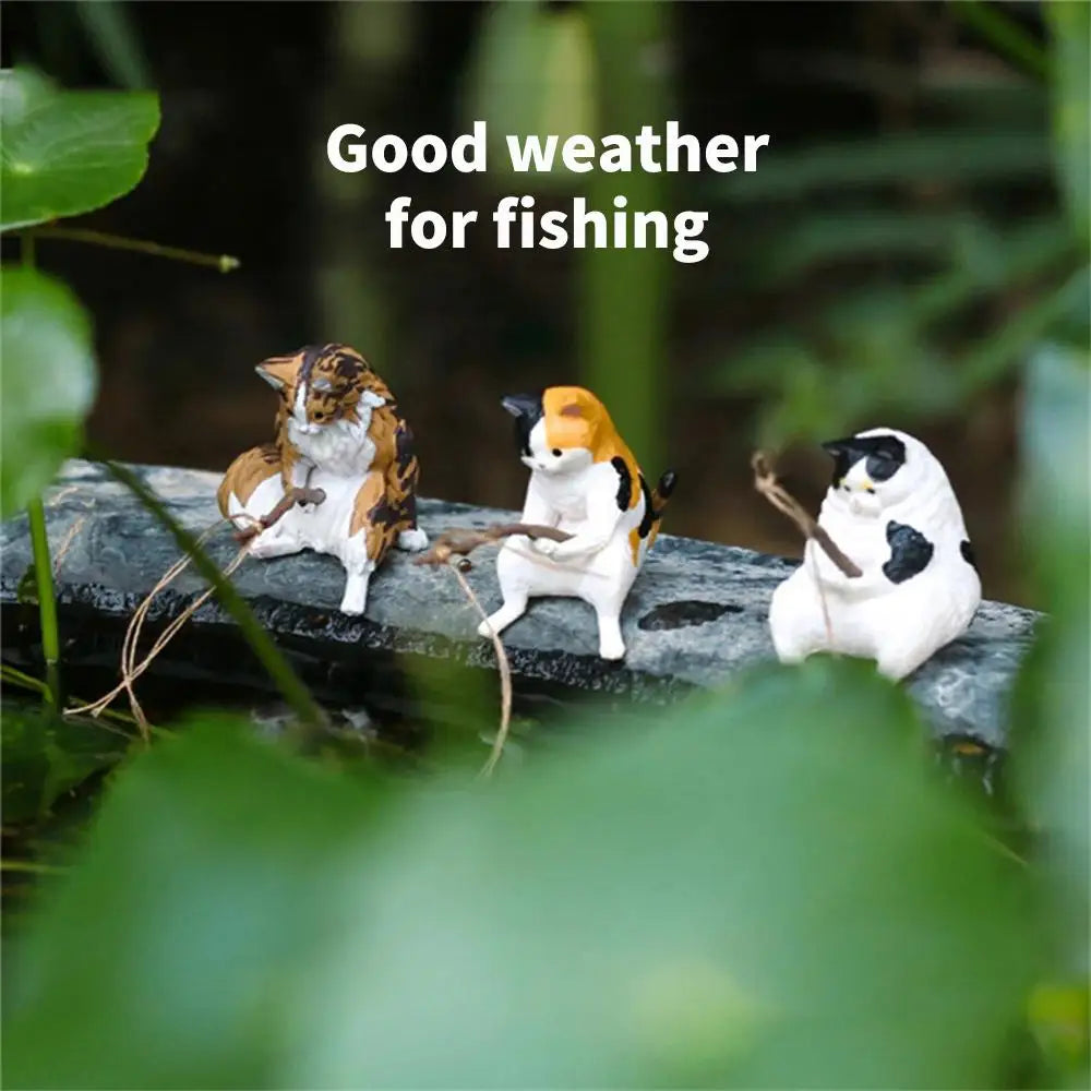 Cute Cats Fishing Figurine