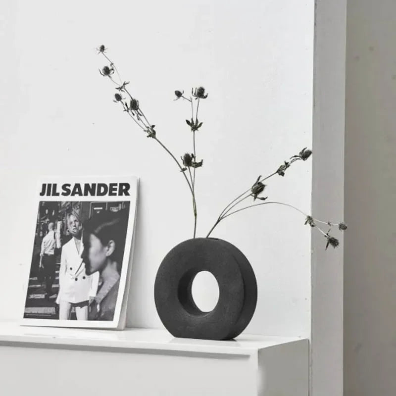 Matte Ceramic Donut Vase