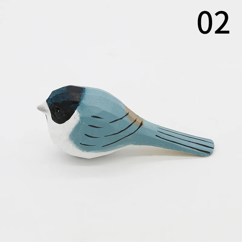 Hand-Carved Wooden Bird Figurine Ornament