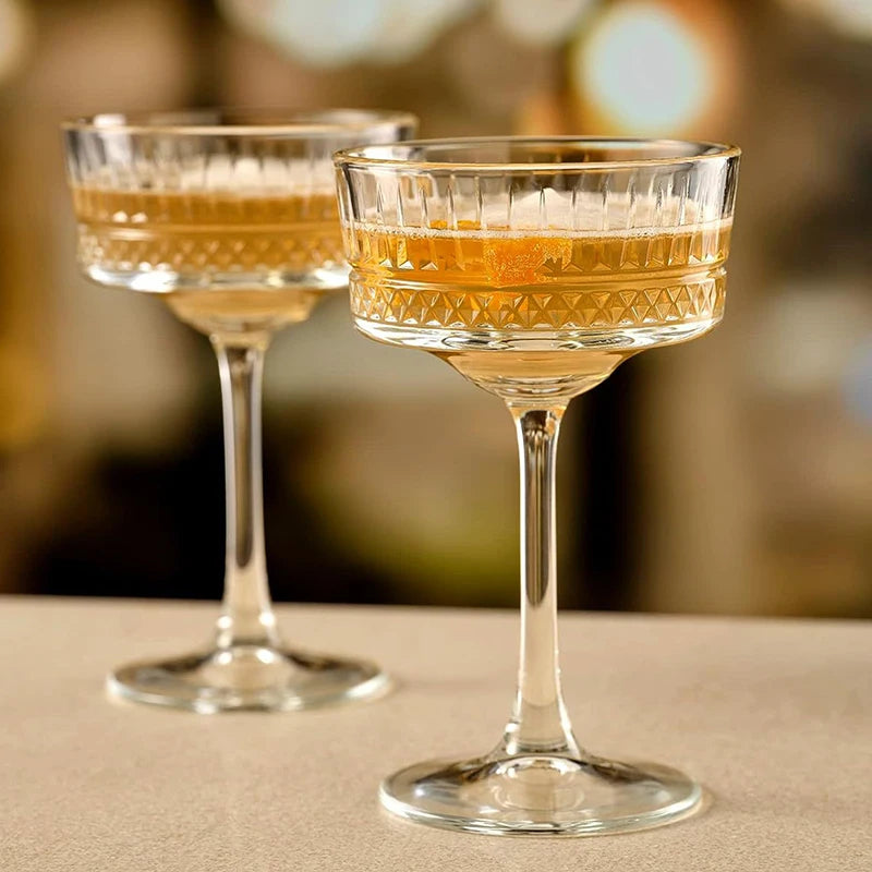 European Carved Cocktail Glasses