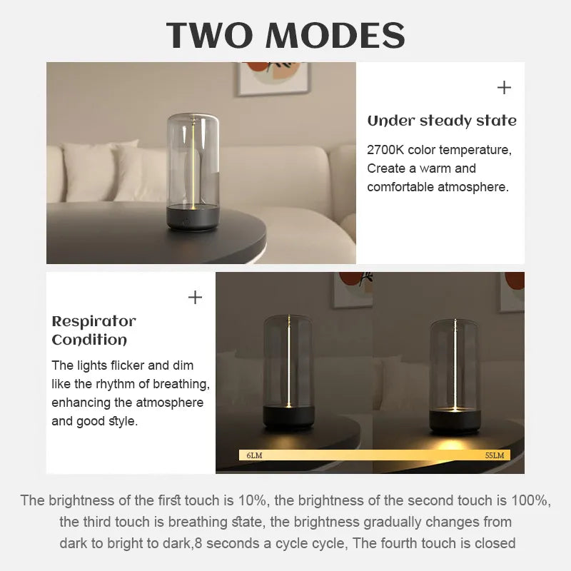 Bendable and Breathing LED Cordless Table Lamp