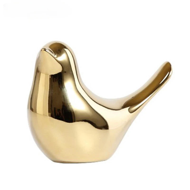 Nordic Gold Ceramic Bird Figurine