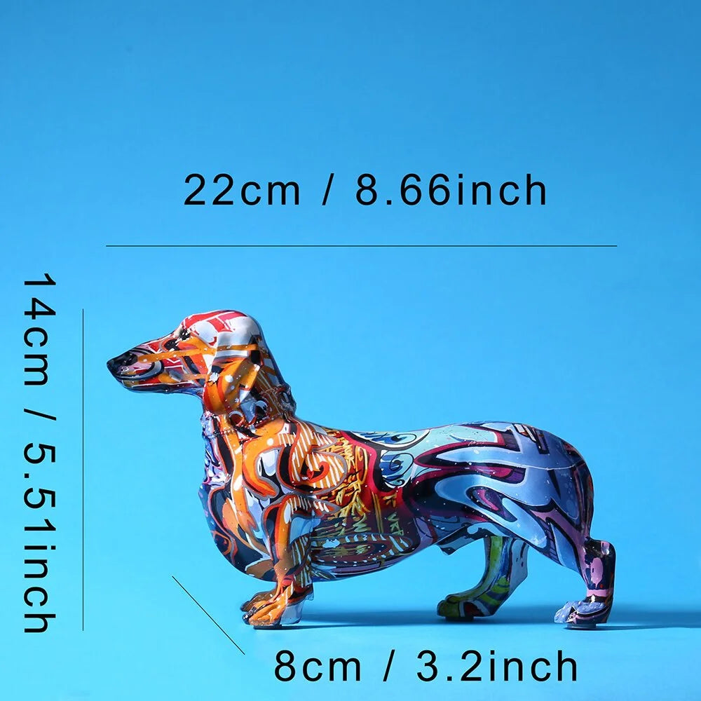 Graffiti Dachshund Water Transferred Resin Statue