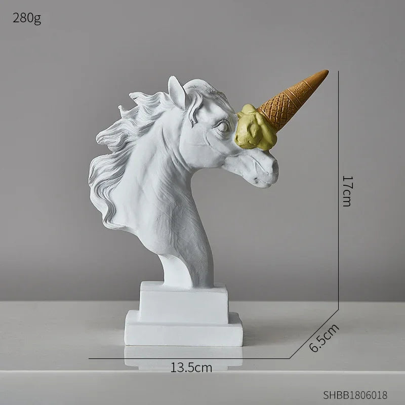 Resin Ice Cream Unicorn Sculpture