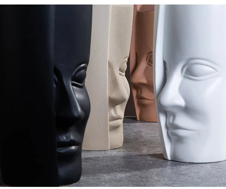 Nordic Human Face Ceramic Vase