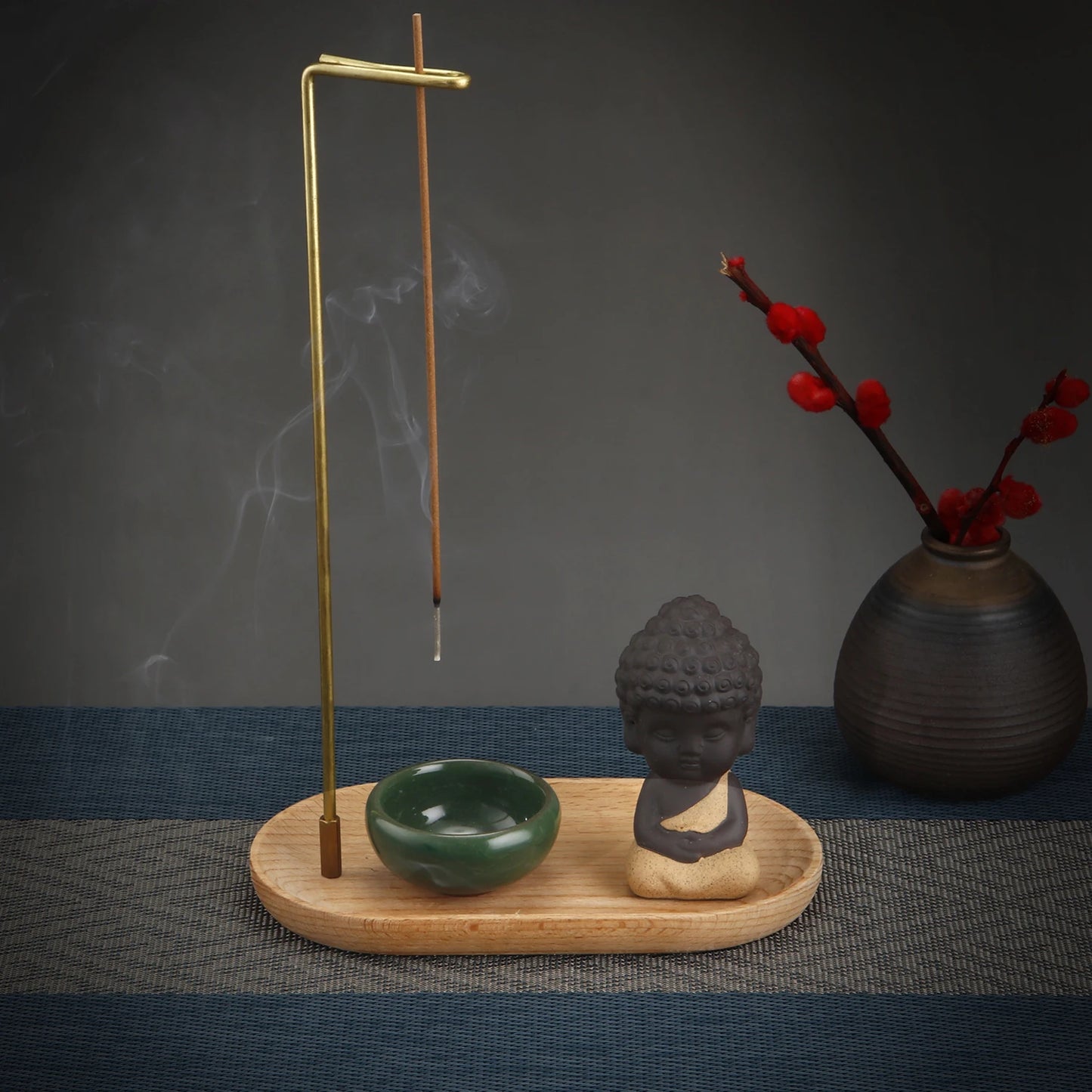 Creative Ceramic Little Monk Incense Burner Set