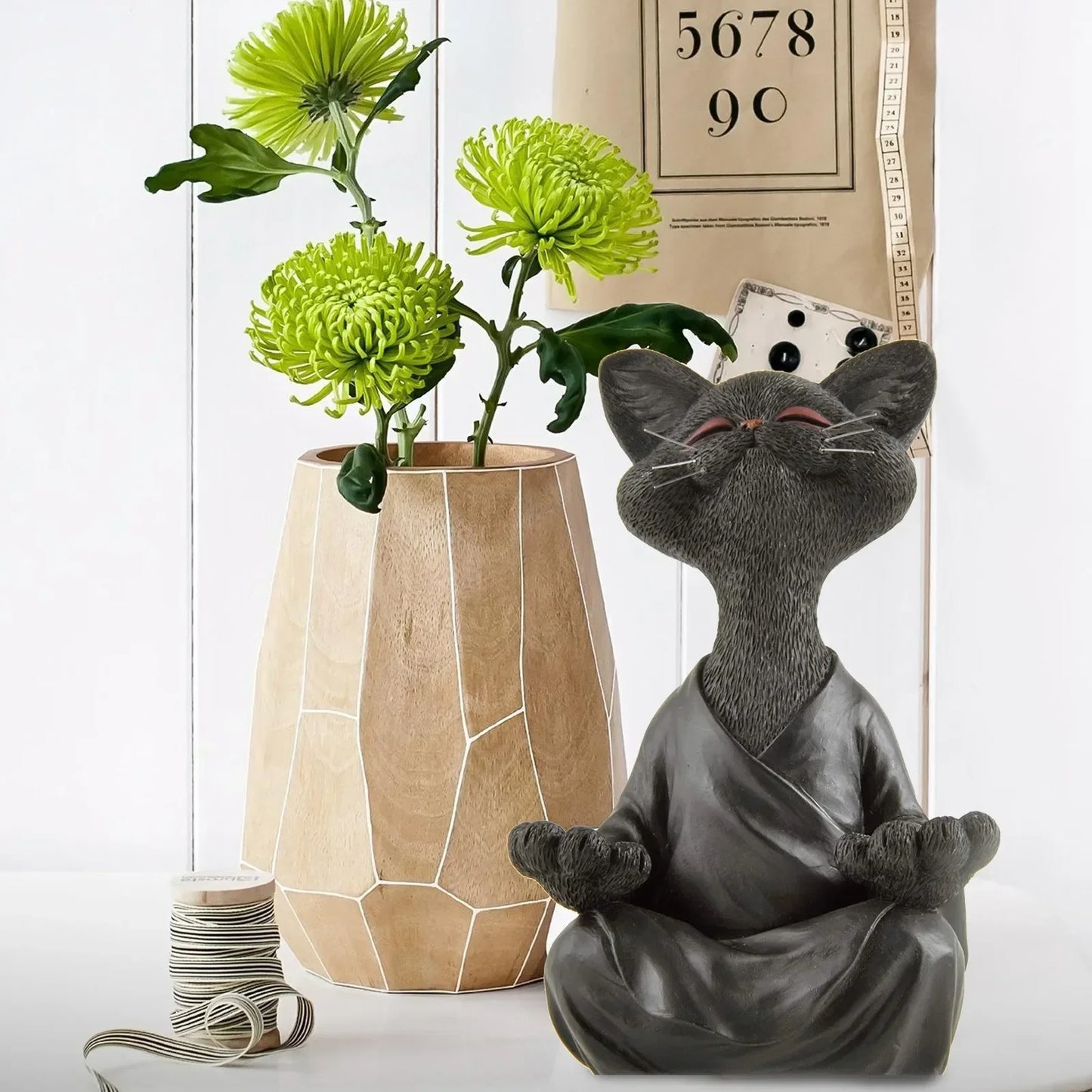 Whimsical Meditating Buddha Cat Figurine