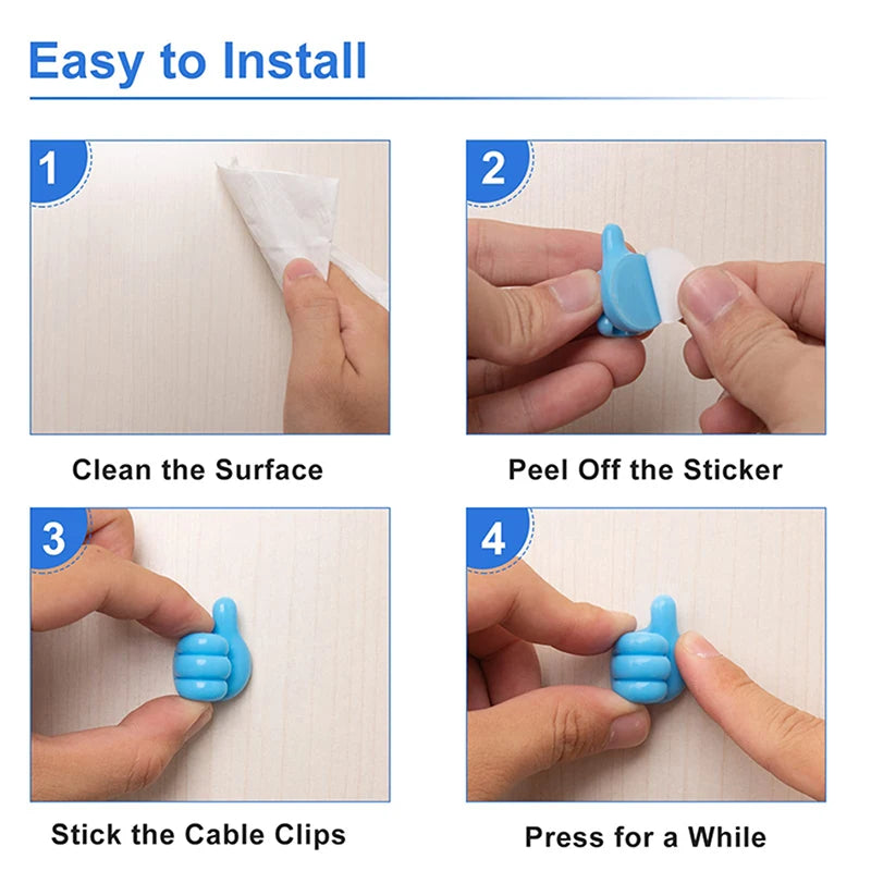 Silicone Thumb Wall Hook Cable Clip