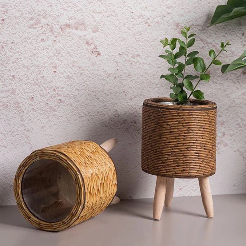 Nordic Imitation Rattan Flower Shelf