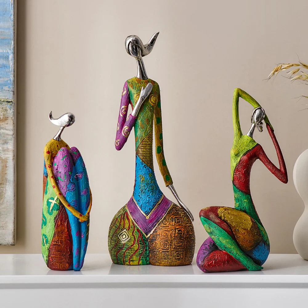 Feminine abstract sculpture: Colorful resin figure, modern art-inspired. Ideal for home decor or as a unique gift for Mother's Day or a girlfriend. Adds artistic flair to any space.