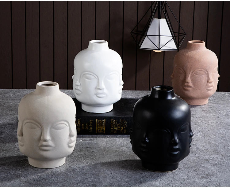 Nordic Human Face Ceramic Vase