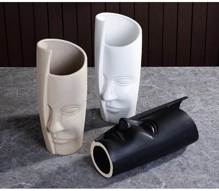 Nordic Human Face Ceramic Vase