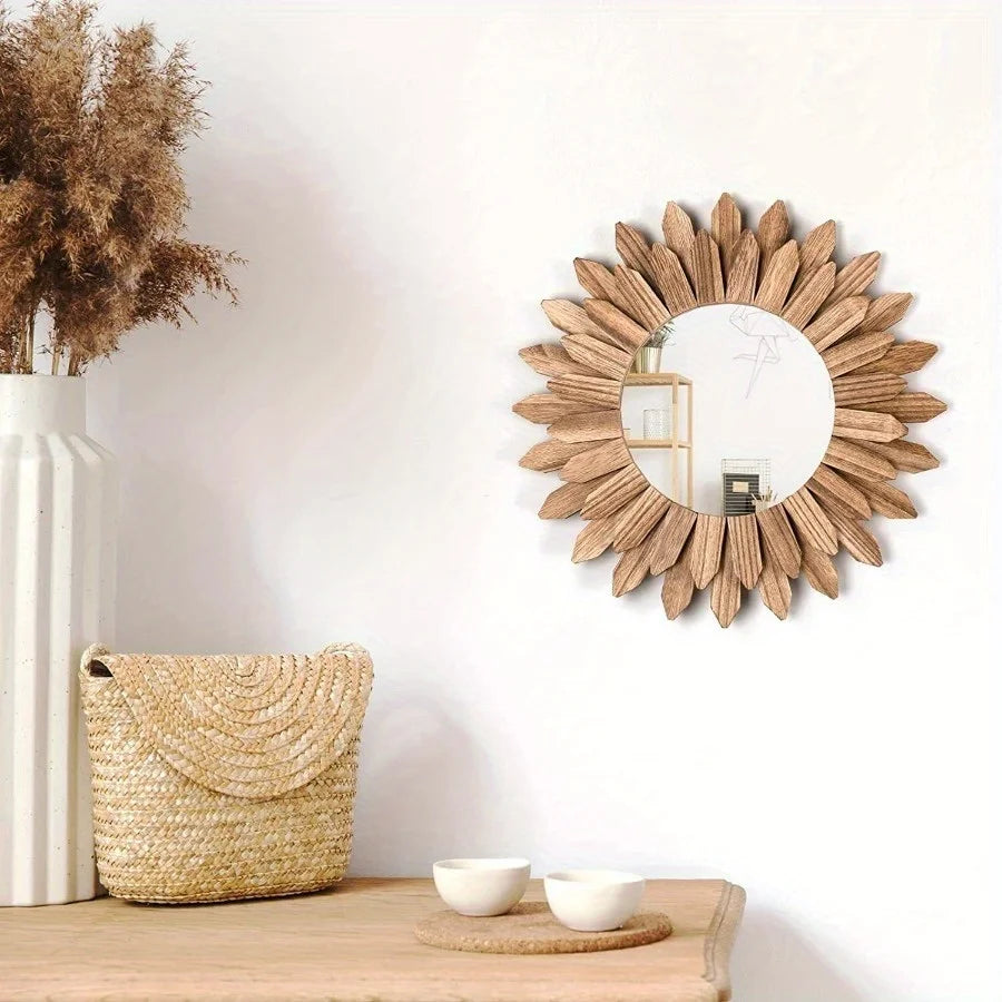 Rustic Wooden Farmhouse Wall Mirror