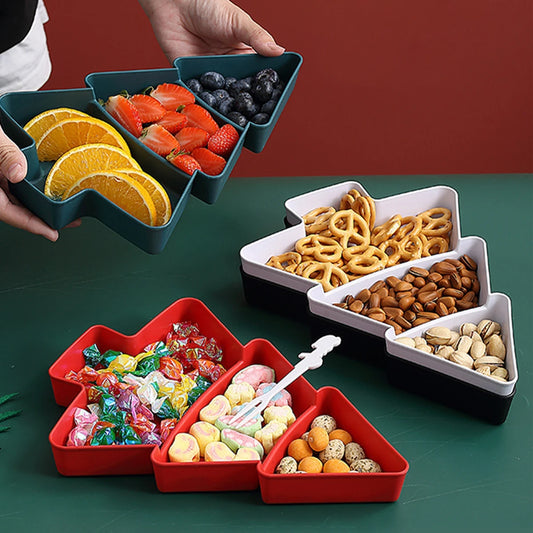 Elevate holiday gatherings with Christmas tree-shaped snack trays, perfect for serving treats at parties with a fun and festive touch!