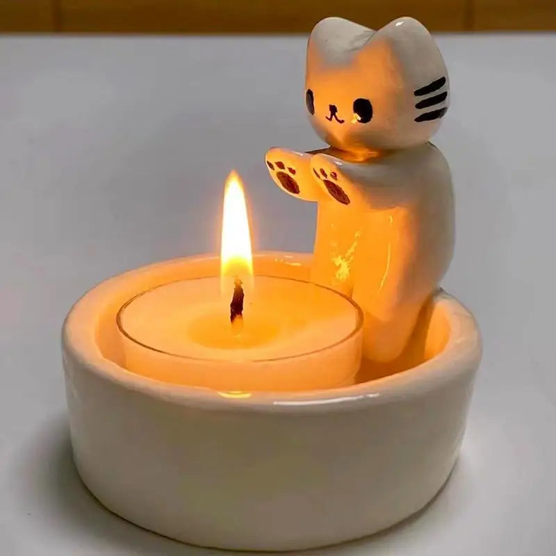 Add charm to your space with the Cute Kitten Candle Holder, perfect for cat lovers. This playful, grilled cat-shaped holder enhances ambiance with a gentle glow and soothing aromas.