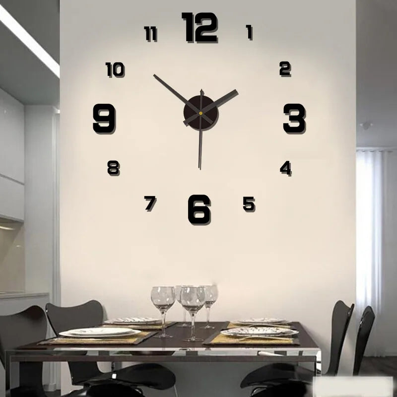 Frameless 3D Wall Clock Decor