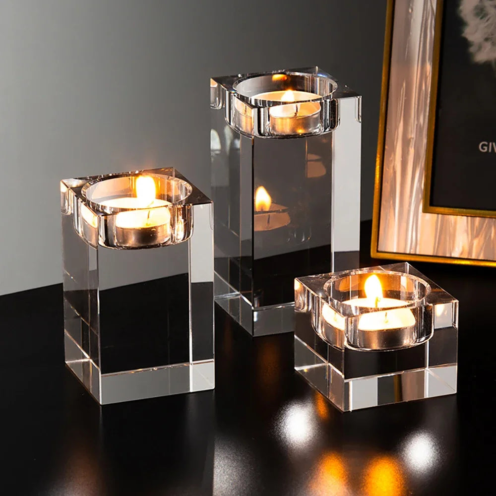 Crystal Glass Romantic Candle Holders