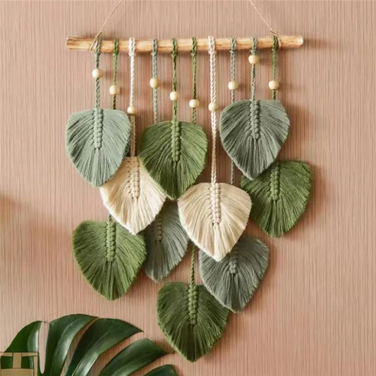 Elevate your space with our Leaf Macrame Wall Hanging, a handcrafted boho tapestry perfect for home decor and weddings.