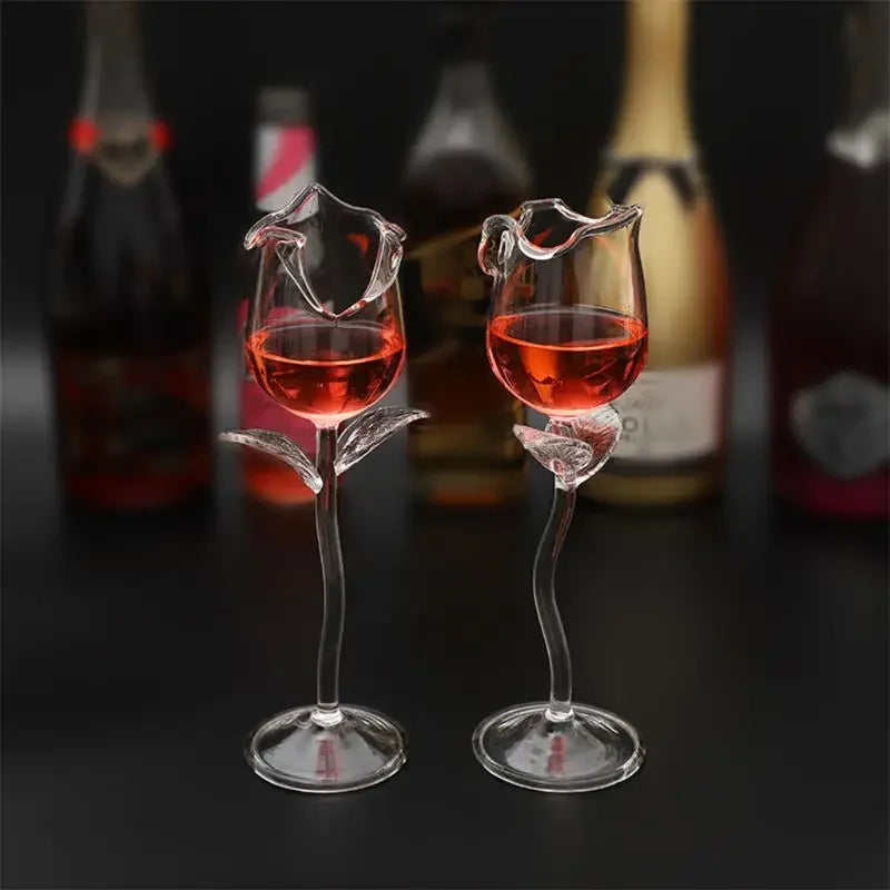 Rose Flower Wine Glass Set- Cocktail Cup