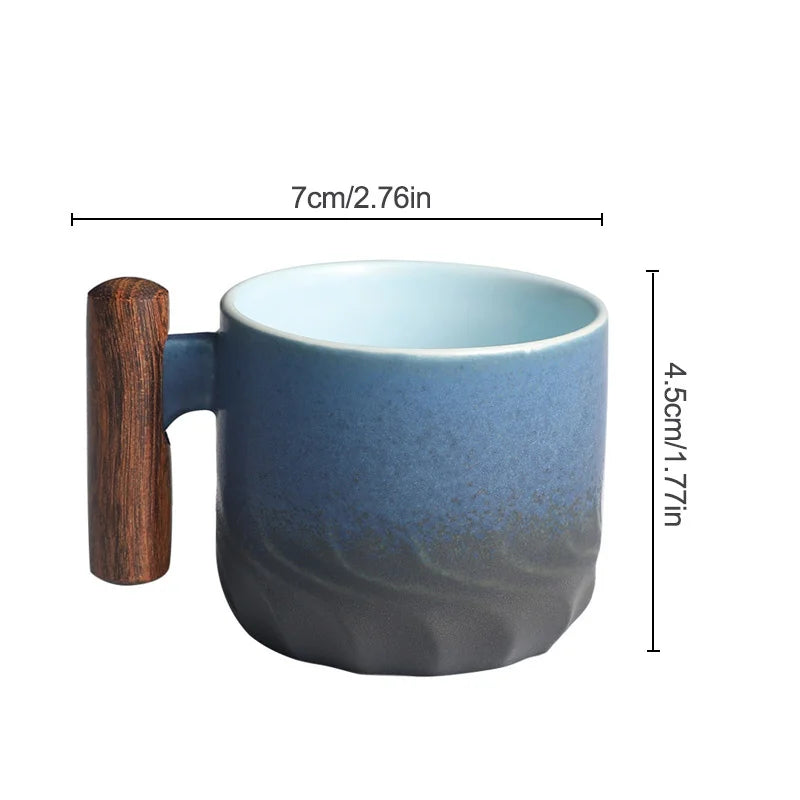 Ceramic Coffee Mug with Wooden Handle