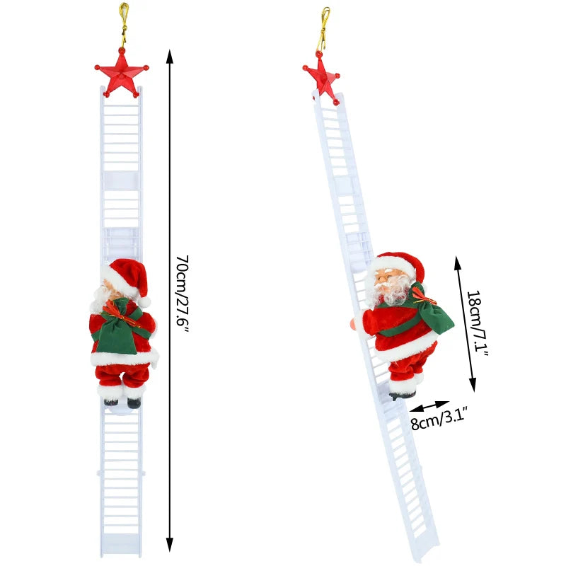 Musical Santa Claus climbing ladder Christmas Ornament