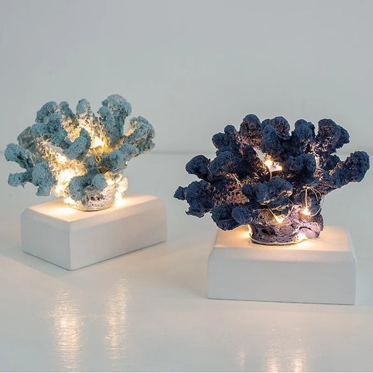 Illuminate your space with the Resin Coral Decoration with Light. Featuring intricate coral details and soothing LED illumination, perfect for creating ambiance.