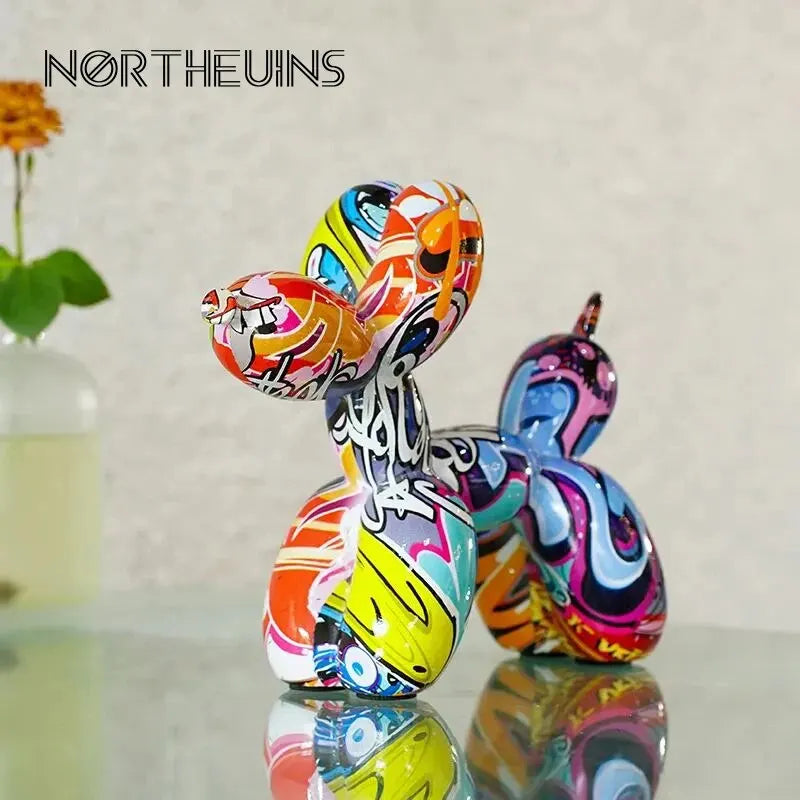 Unique and colorful resin balloon dog figurine adds a pop of modern style to any decor. Durable and versatile, perfect for desktops, home decor, or crafts. Ideal gift for animal lovers and art enthusiasts.