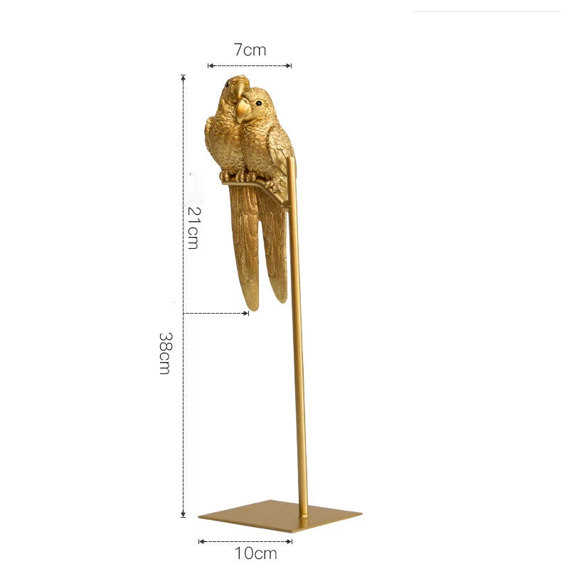 Resin Parrot Statue With Gold Stand