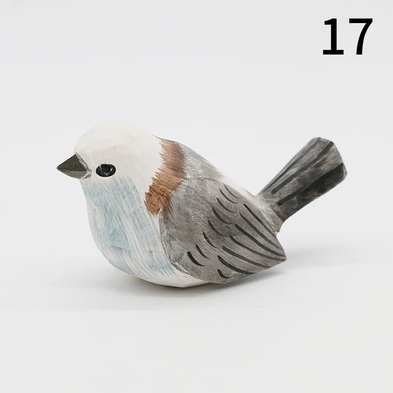 Hand-Carved Wooden Bird Figurine Ornament