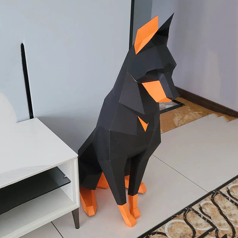 Doberman 3D Animal Sculpture DIY Papercraft Model