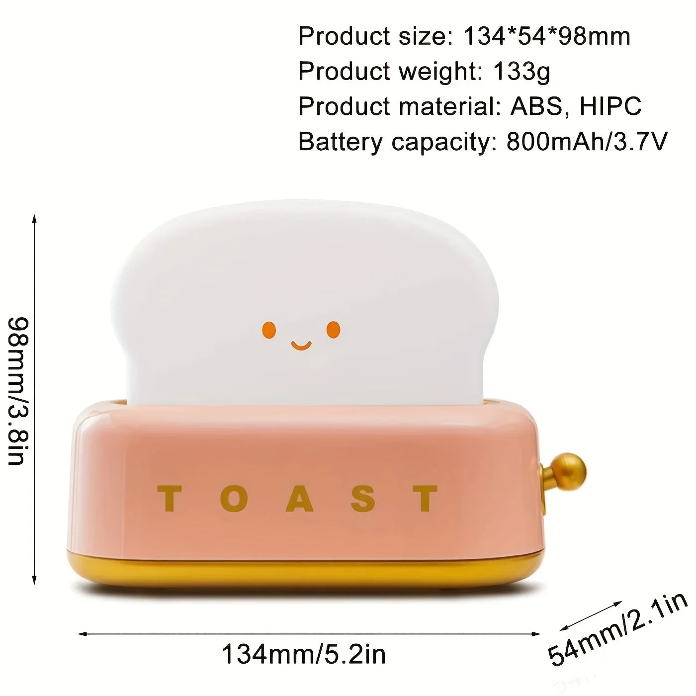 Rechargeable Toaster Nightlight LED Lamp Bedroom