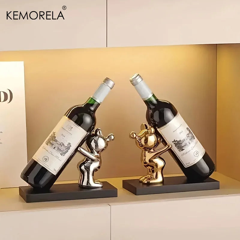 Add charm to your space with our Creative Wine Rack Ceramic Cartoon Decoration. This playful ceramic rack stores wine and decorates your kitchen or living area.