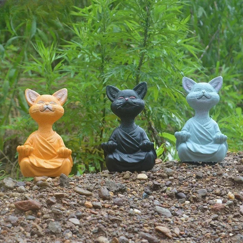 Whimsical Meditating Buddha Cat Figurine