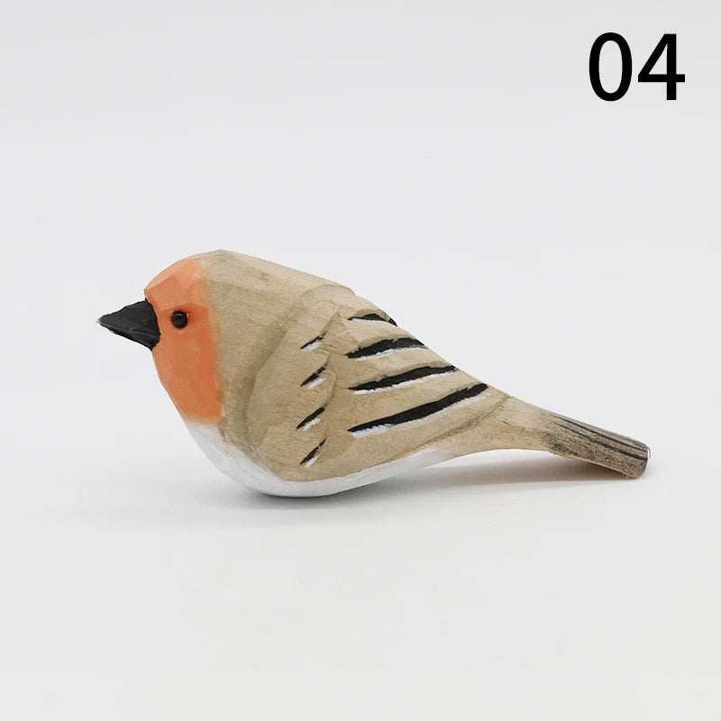 Hand-Carved Wooden Bird Figurine Ornament