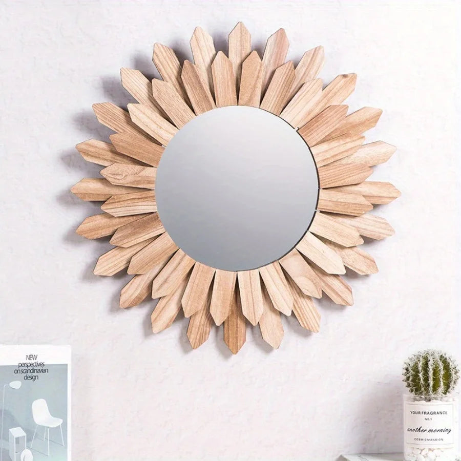 Rustic Wooden Farmhouse Wall Mirror