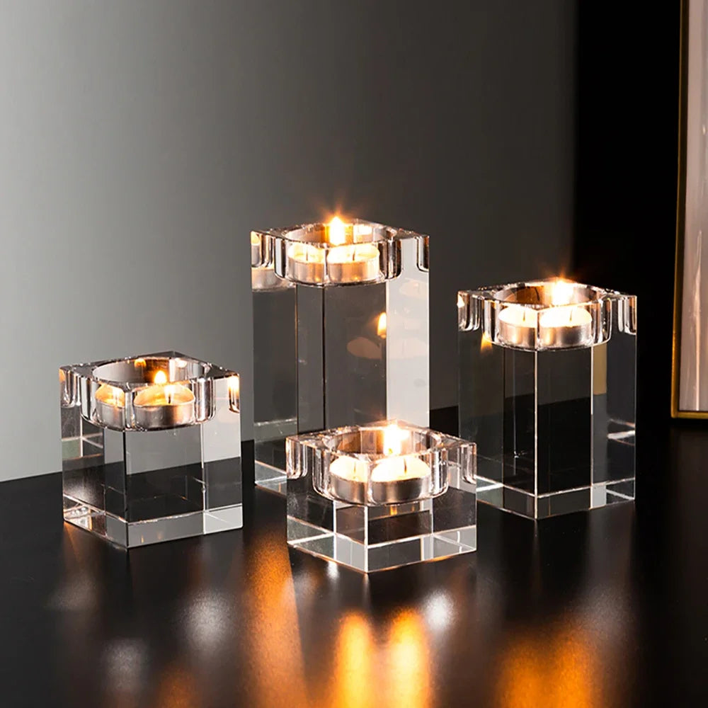 Crystal Glass Romantic Candle Holders