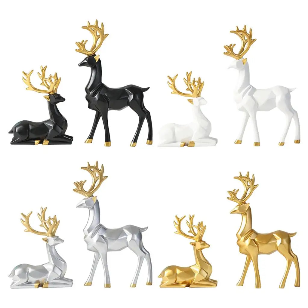 Couple Elk Deer Statues Sculpture Figurines Ornaments