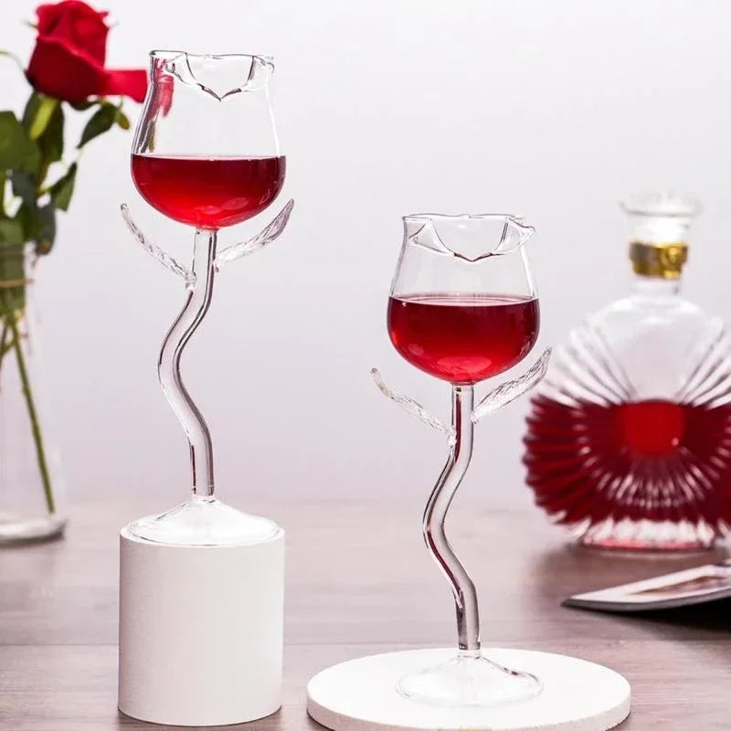 Rose Flower Wine Glass Set- Cocktail Cup