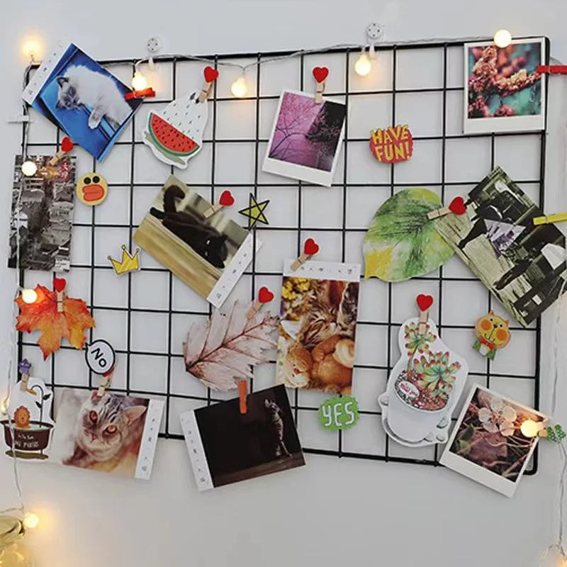 DIY Iron Photo Frame & Postcards Grid Wall Decoration