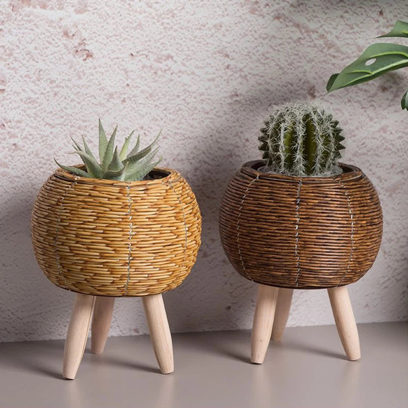 Nordic Imitation Rattan Flower Shelf