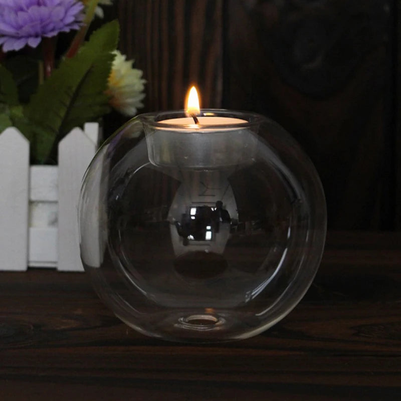 European Style Round Glass Candle Holder