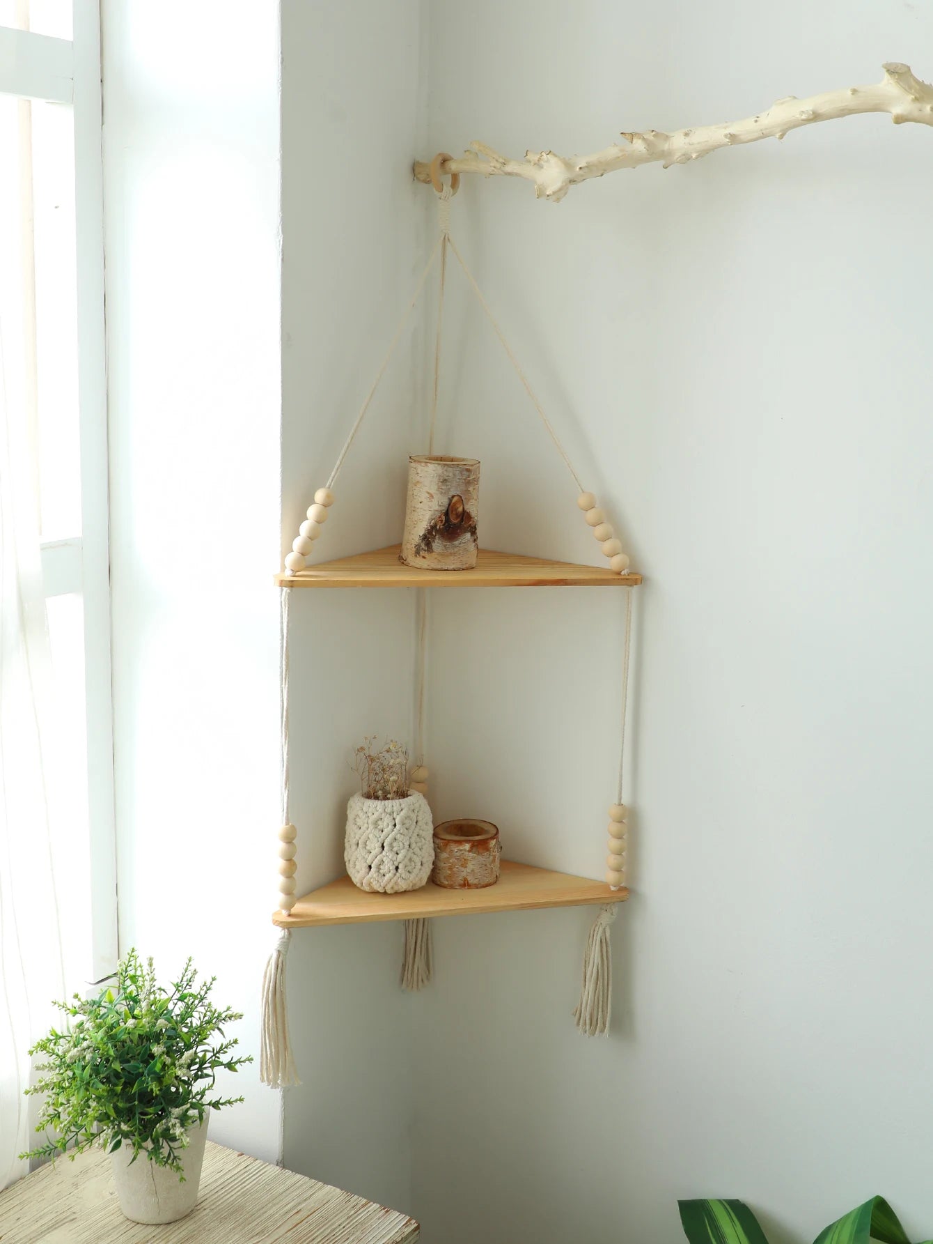 Wooden Corner Shelf -  Wall Organizer