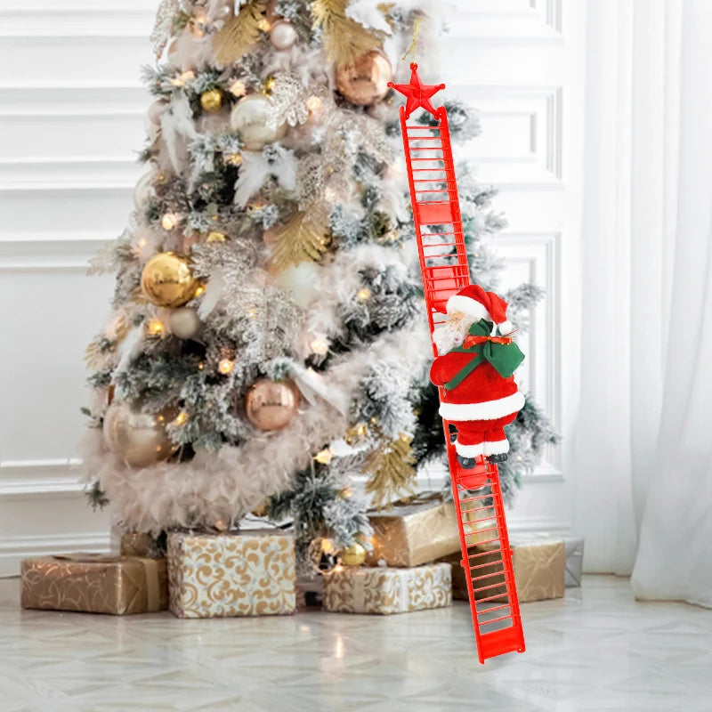 Musical Santa Claus climbing ladder Christmas Ornament