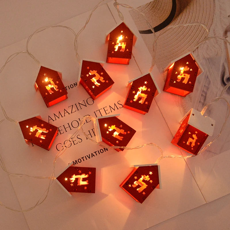 Christmas Wooden House LED Light