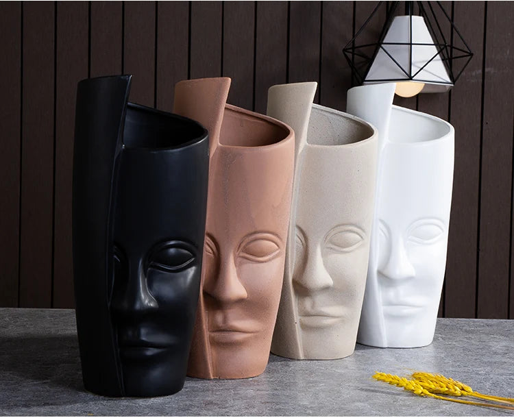 Nordic Human Face Ceramic Vase