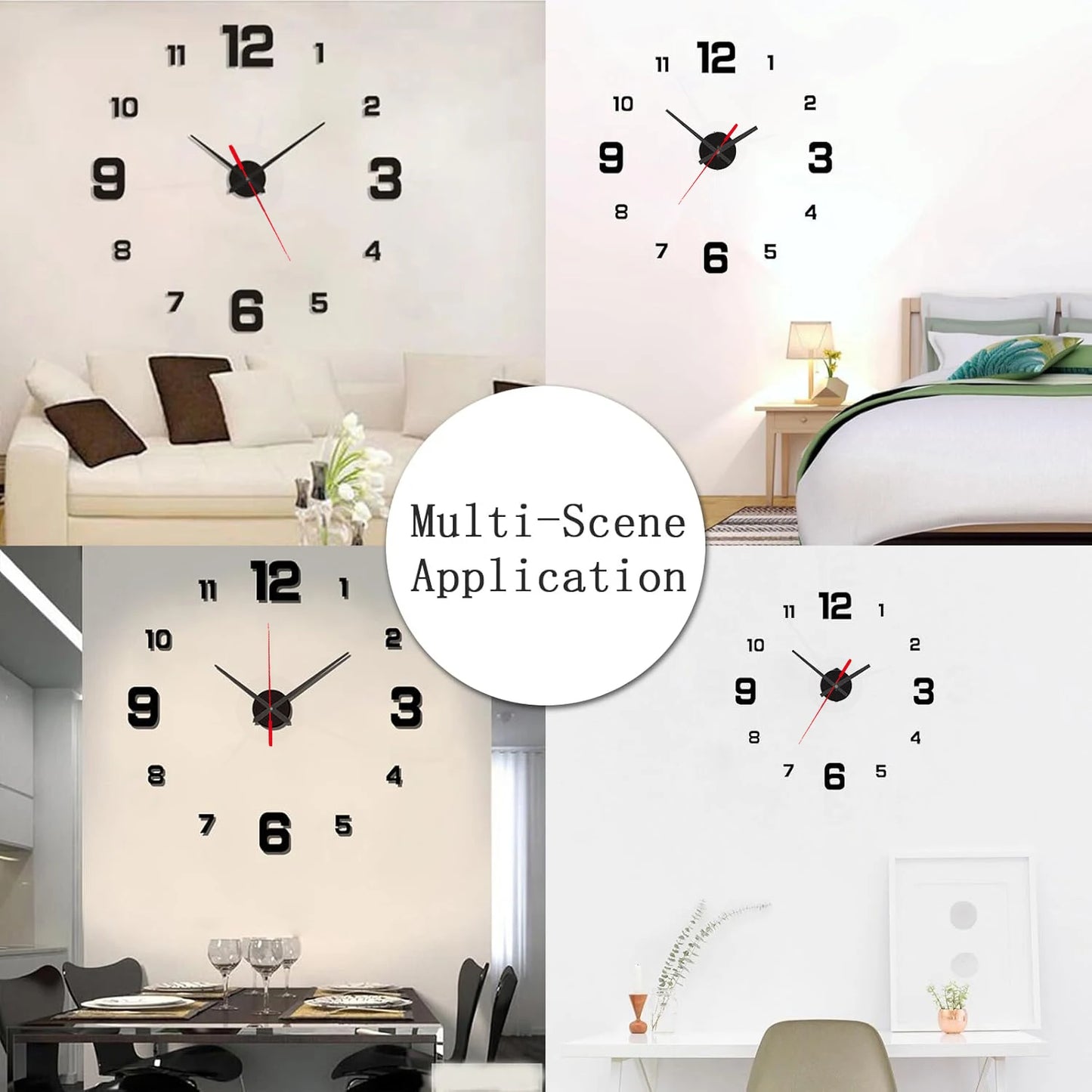 Frameless 3D Wall Clock Decor