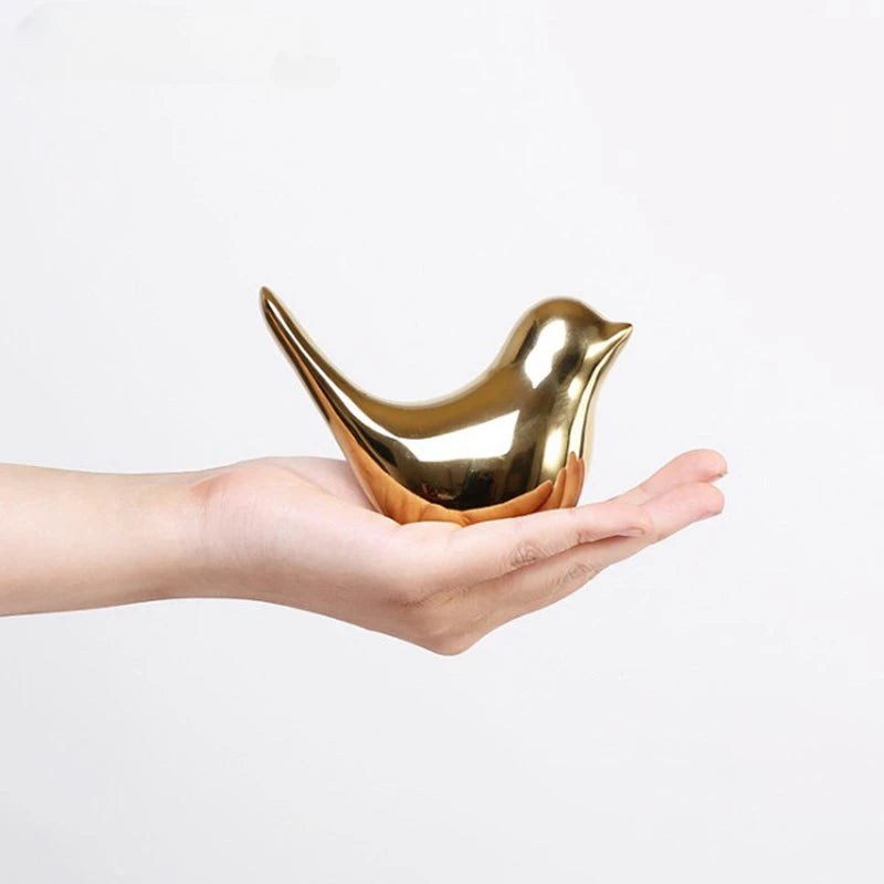 Nordic Gold Ceramic Bird Figurine