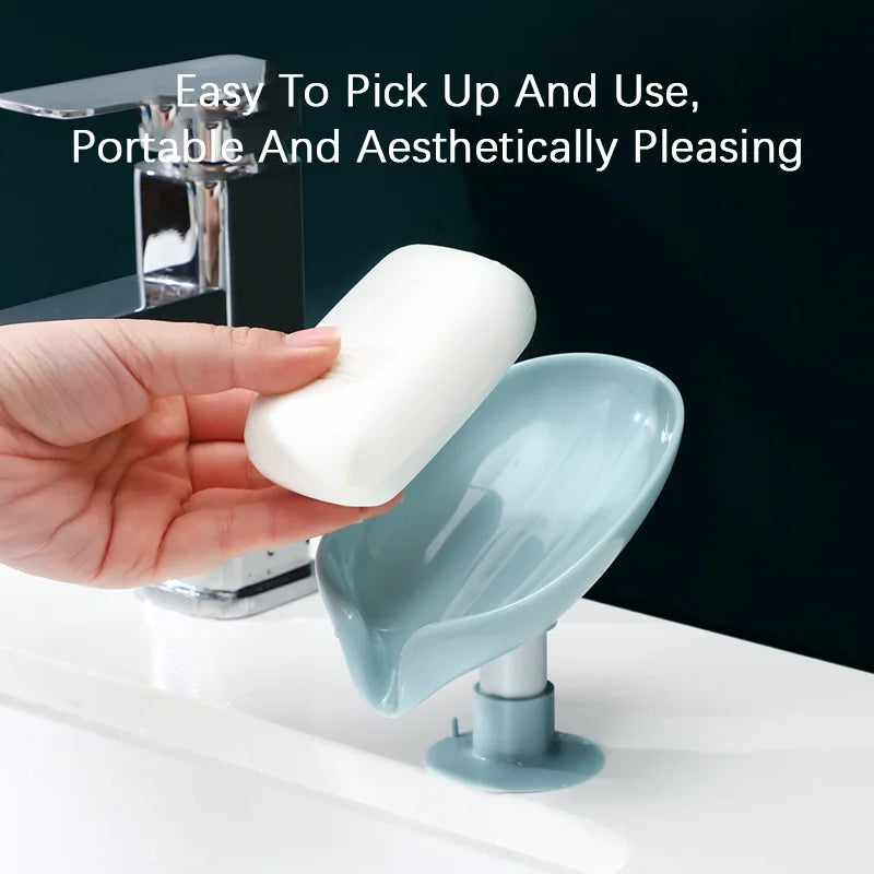 Leaf-Shaped Suction Cup Soap Organizer Shelf